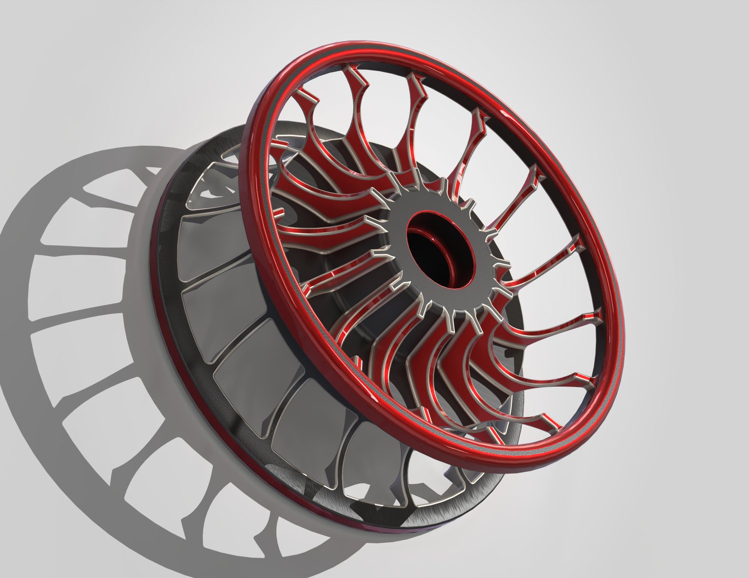 Rendered custom multi-spoke wheel