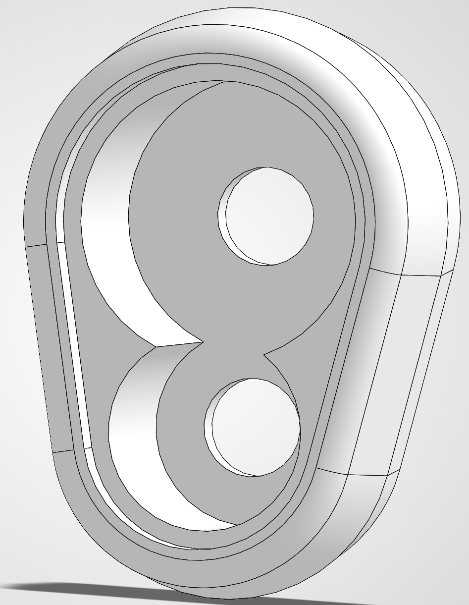 Yin-yang profile decorative cut on the ratchet head