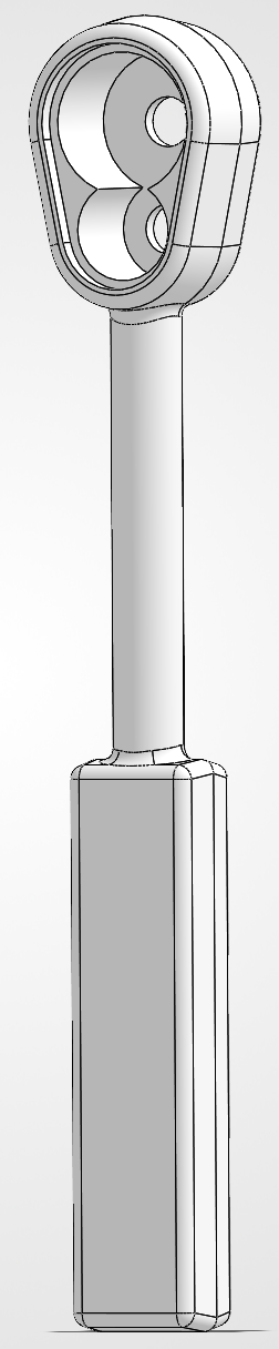 Full ratchet tool part showing head, shaft, and grip