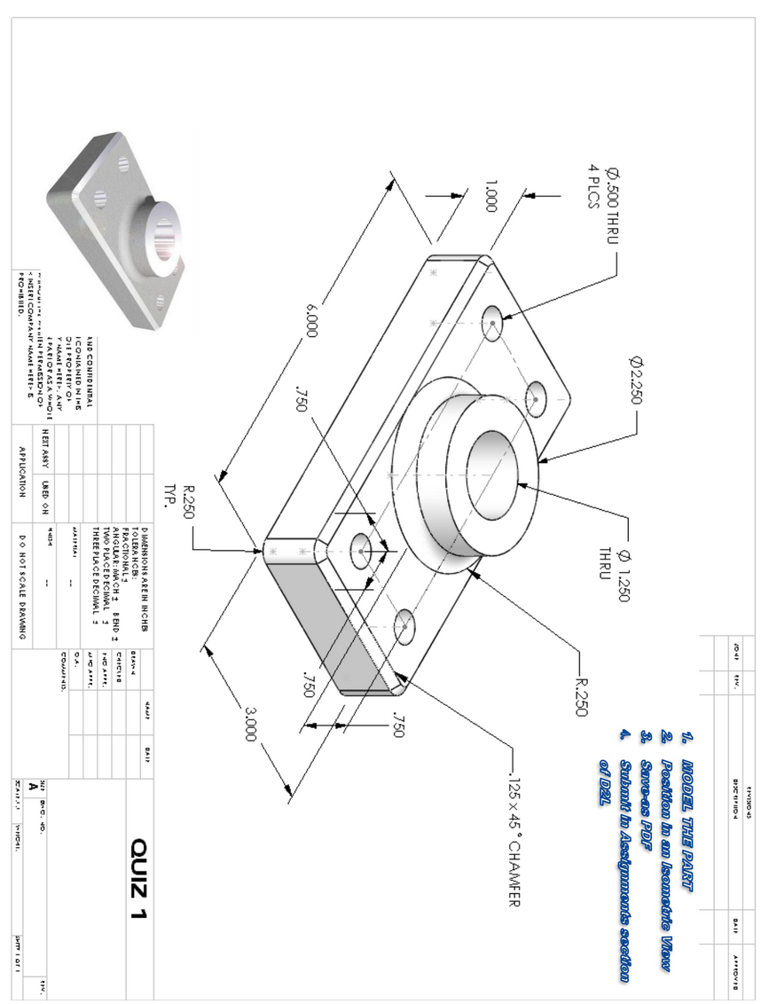 Quiz 1 mounting flange engineering print