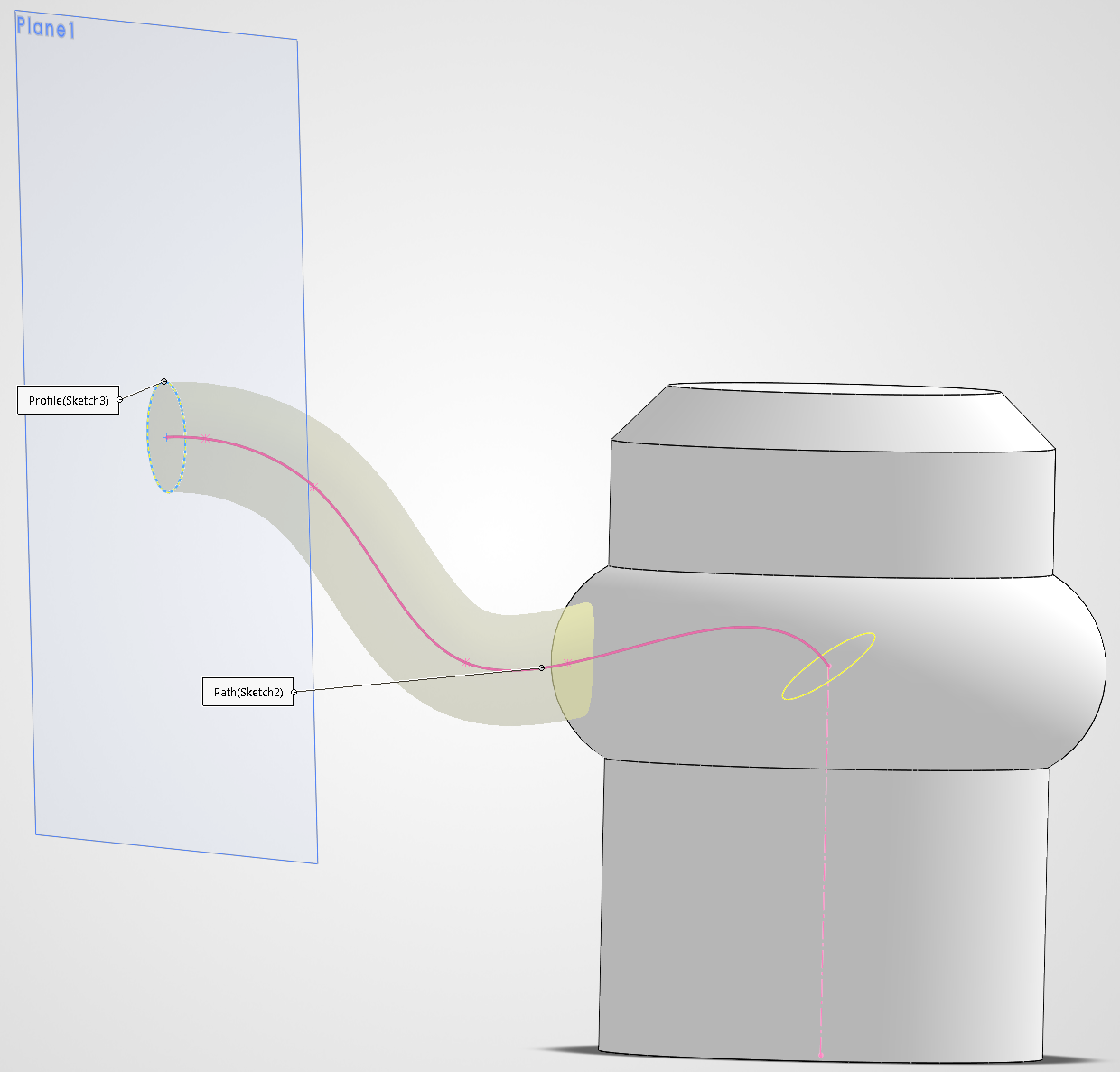 3D sketch profile and path for the swept spoke